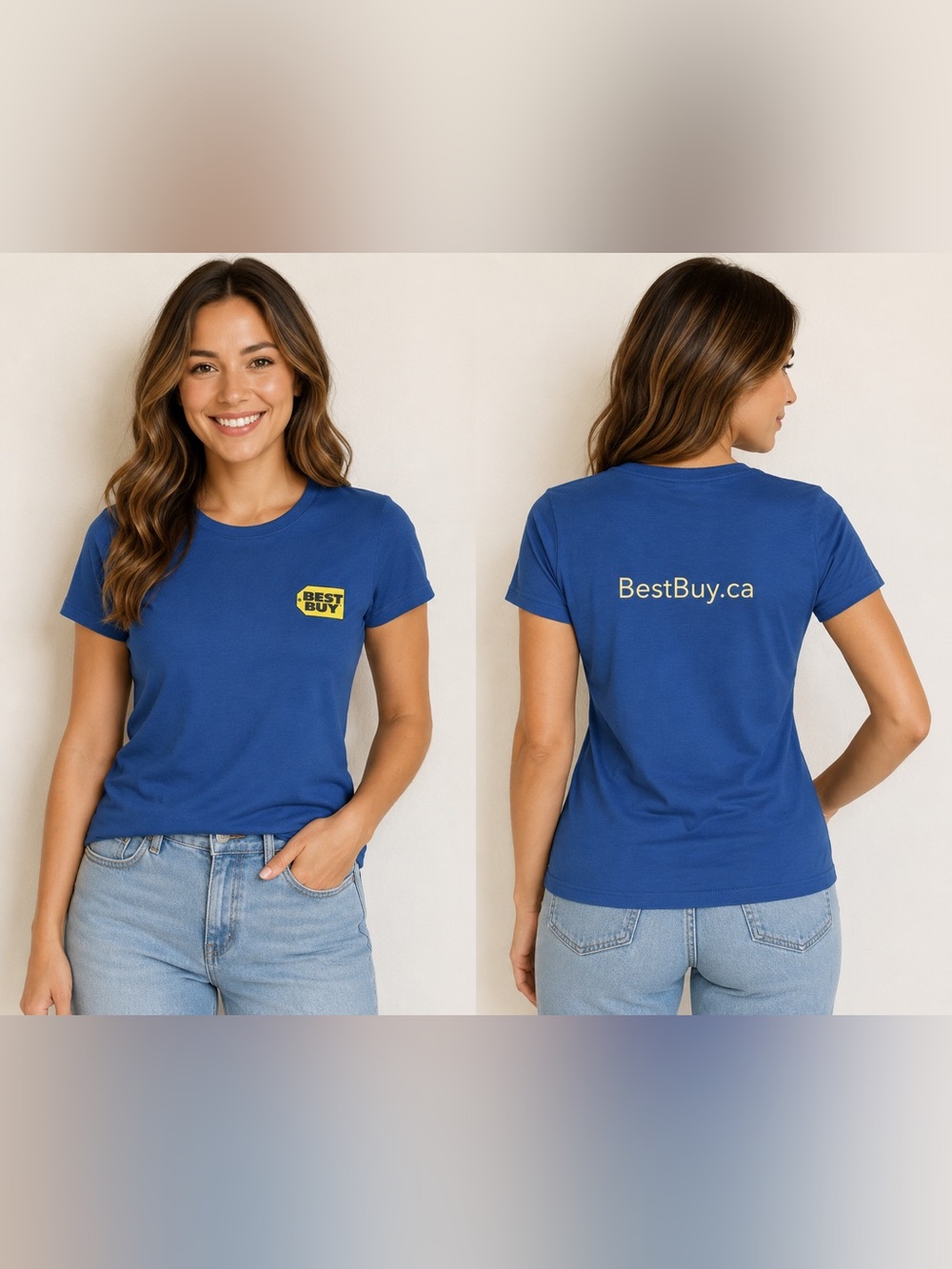 Best Buy Canada Blue Short Sleeve Crewneck Work Uniform Shirt